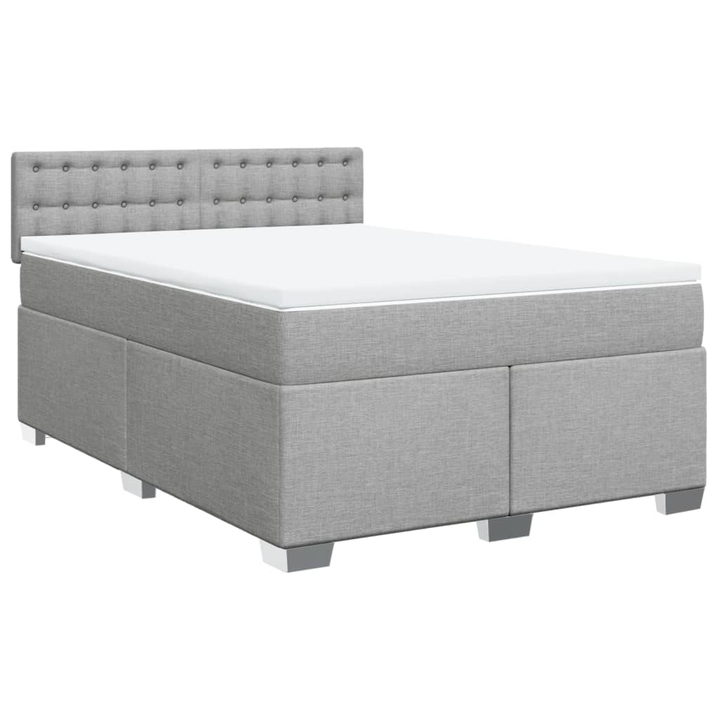 Box Spring Bed with Mattress Dark Grey Double Fabric