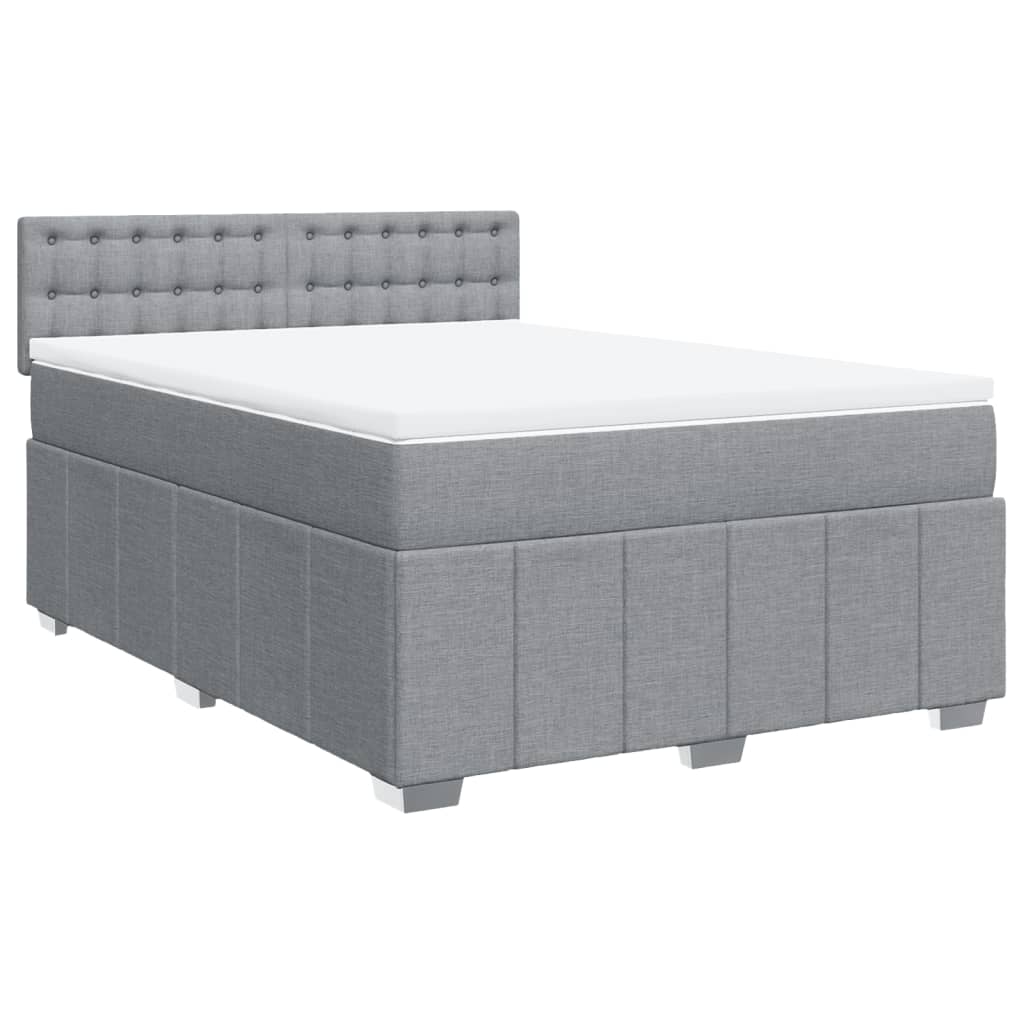 Box Spring Bed with Mattress Dark Grey Double Fabric