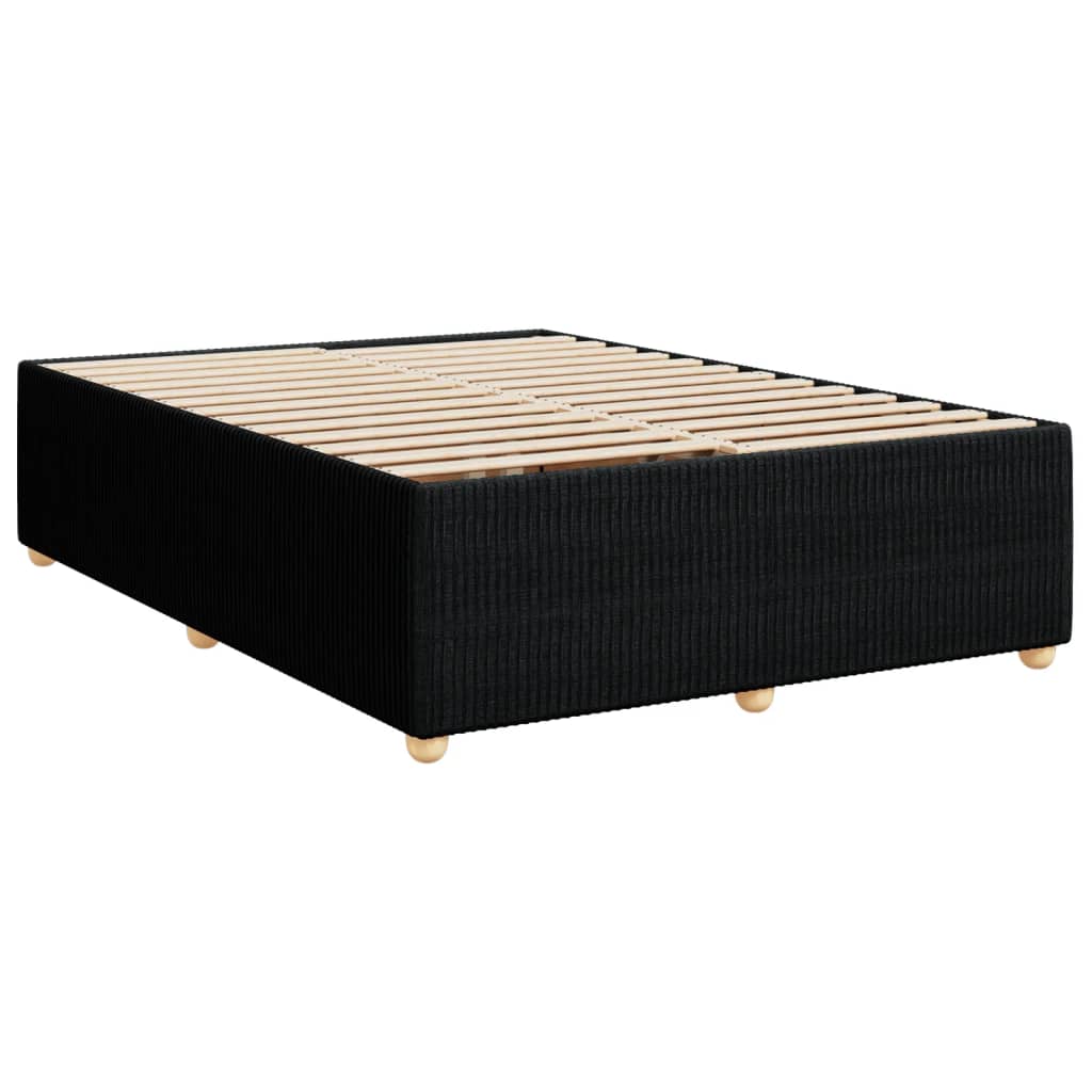 Box Spring Bed with Mattress Black Double Fabric