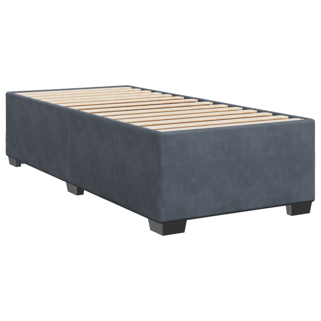 Box Spring Bed with Mattress Dark Grey King Single Fabric