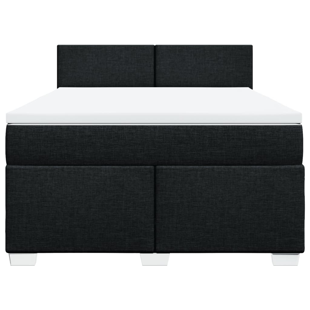 Box Spring Bed with Mattress Black Double Fabric