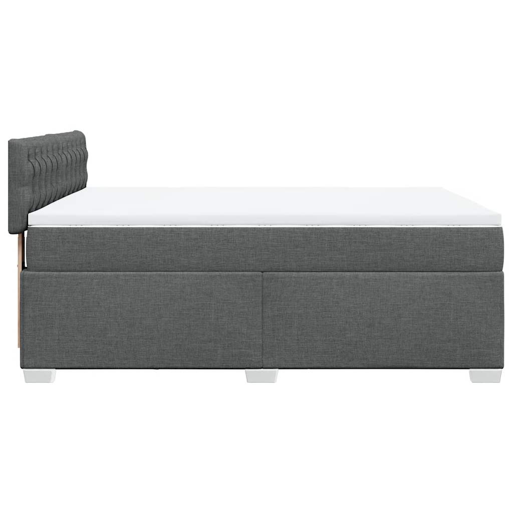 Box Spring Bed with Mattress Dark Grey Double Fabric