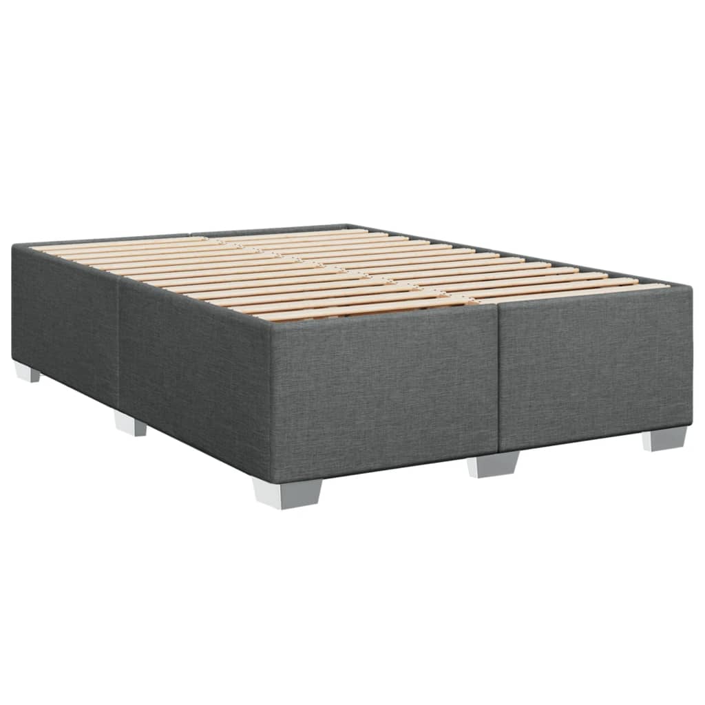 Box Spring Bed with Mattress Dark Grey Double Fabric