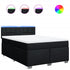 Box Spring Bed with Mattress Black Queen Fabric