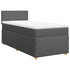 Box Spring Bed with Mattress Dark Grey King Single Fabric