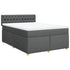 Box Spring Bed with Mattress Dark Grey Double Fabric