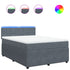 Box Spring Bed with Mattress Dark Grey Double Velvet