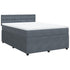 Box Spring Bed with Mattress Dark Grey Double Velvet