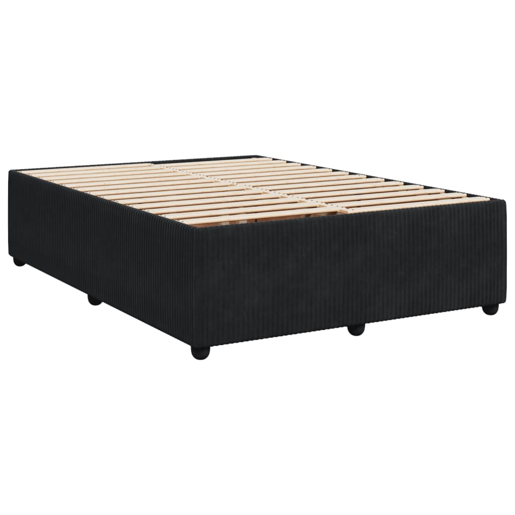 Box Spring Bed with Mattress Black Double Velvet