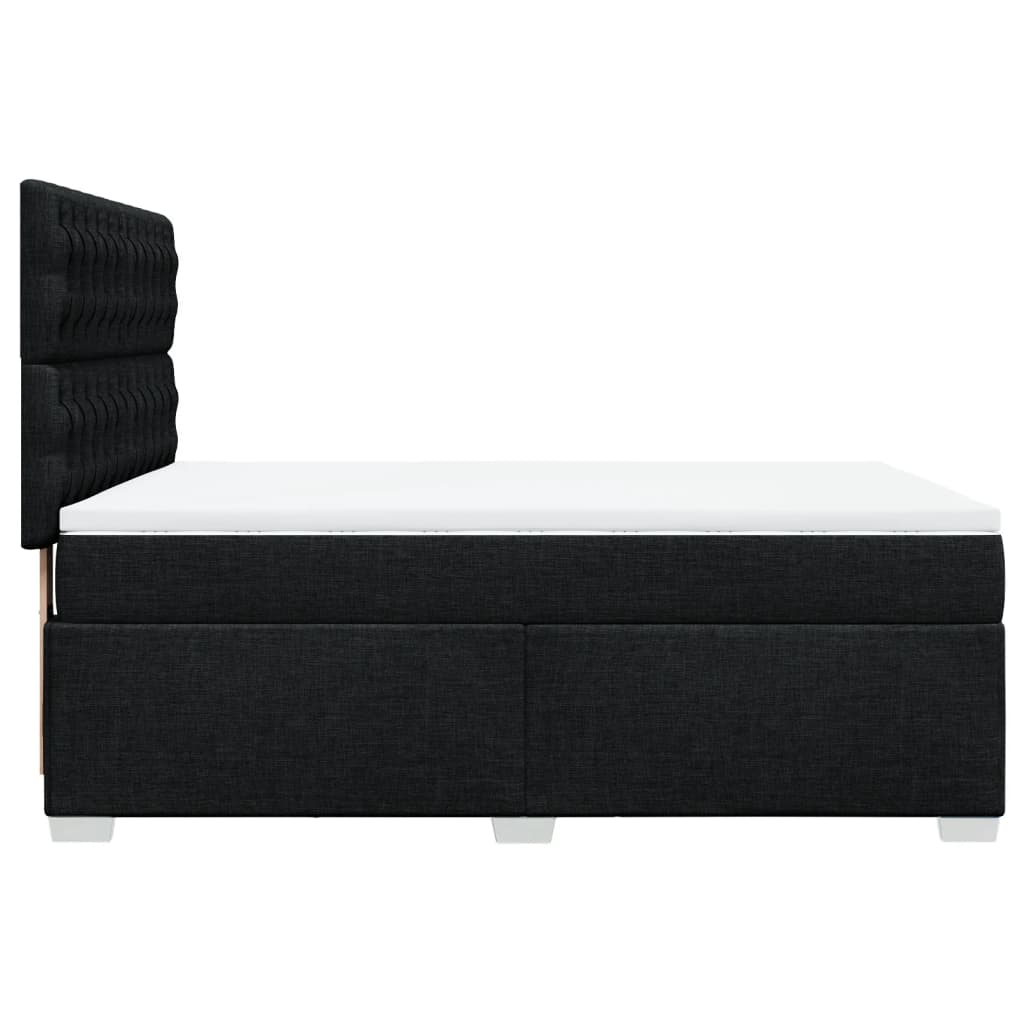 Box Spring Bed with Mattress Black Double Fabric