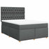 Box Spring Bed with Mattress Dark Grey Double Fabric