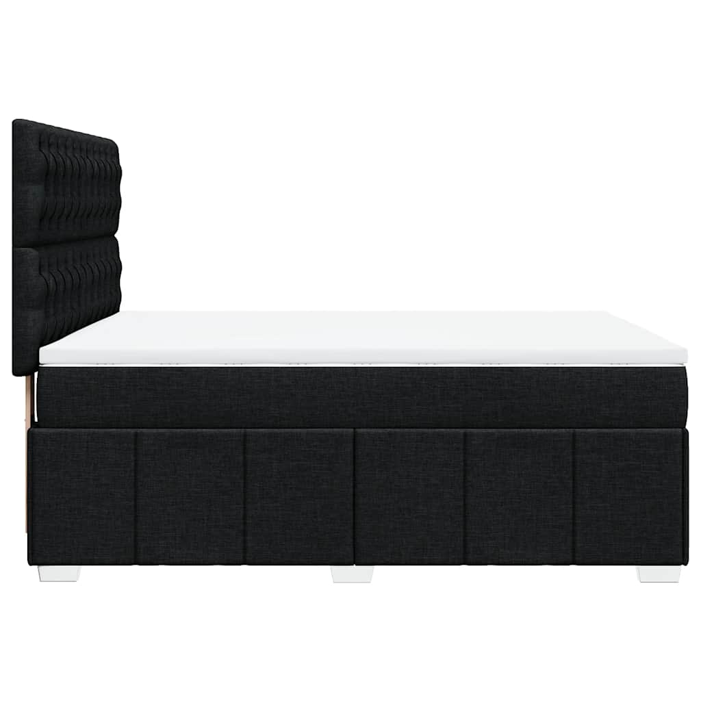 Box Spring Bed with Mattress Black Double Fabric