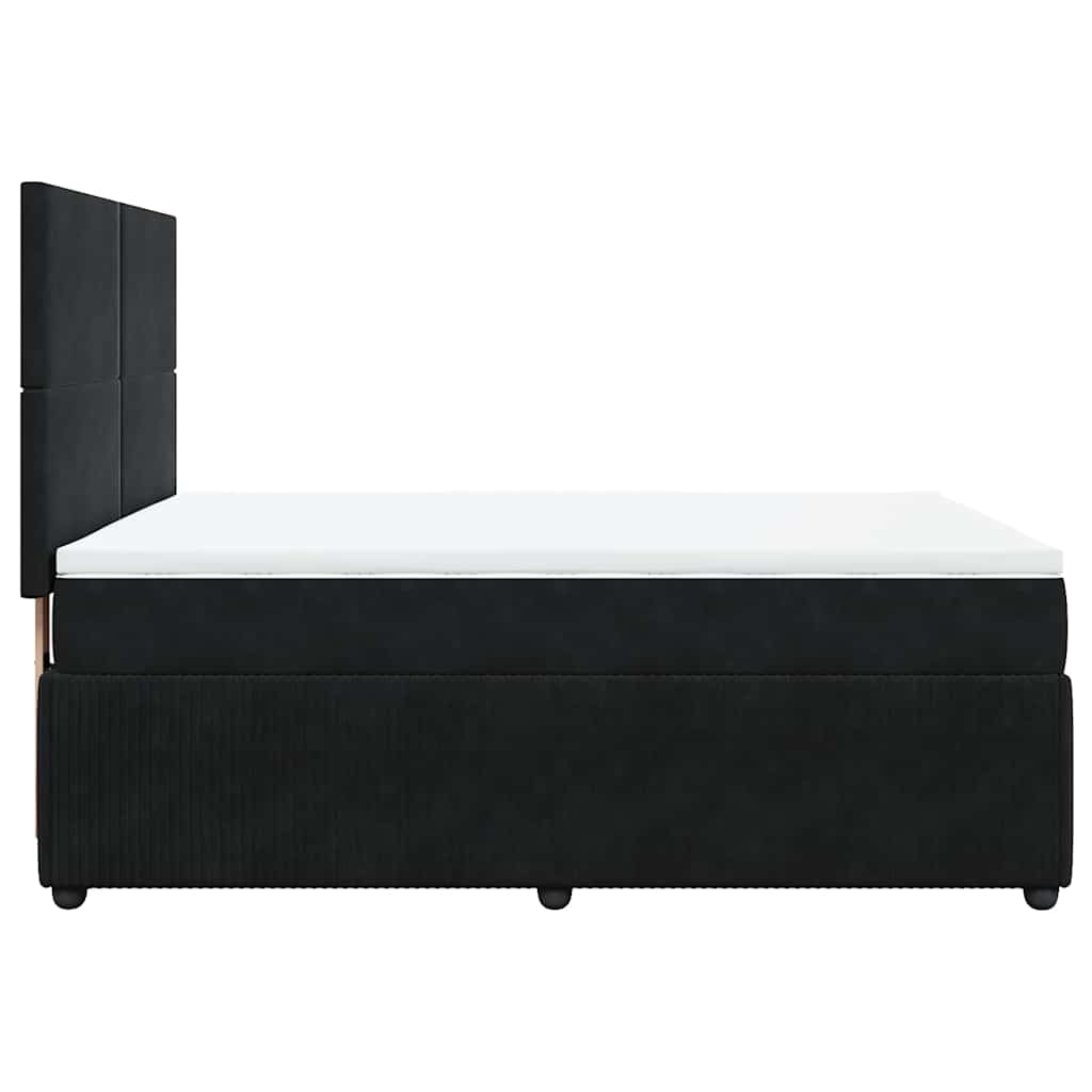 Box Spring Bed with Mattress Black Double Velvet