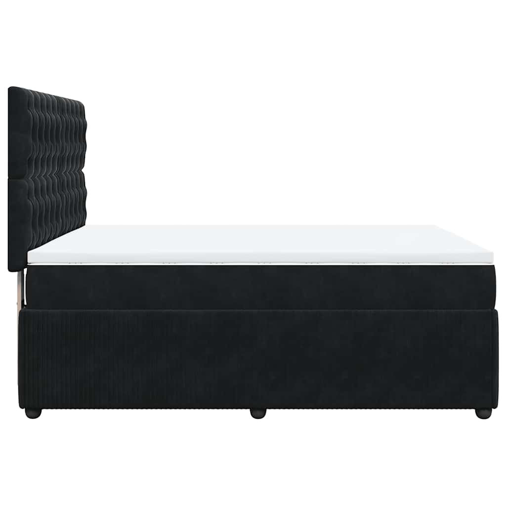 Box Spring Bed with Mattress Black Double Velvet