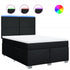 Box Spring Bed with Mattress Black Double Fabric