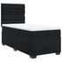 Box Spring Bed with Mattress Black King Single Velvet