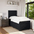 Box Spring Bed with Mattress Black King Single Velvet