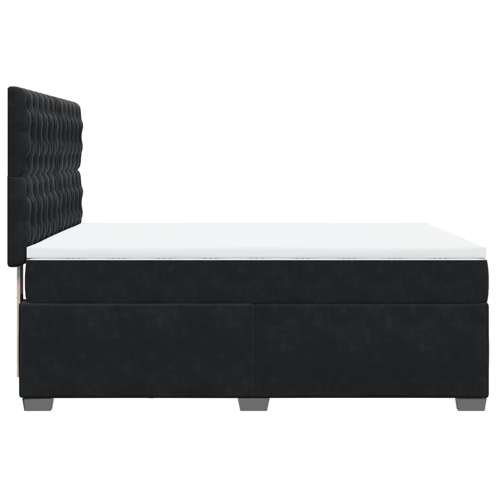 Box Spring Bed with Mattress Black Double Velvet