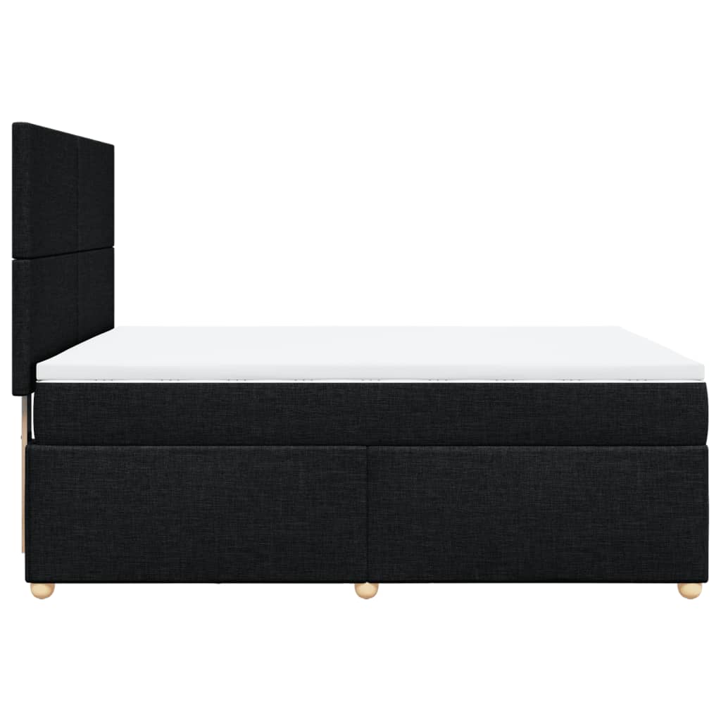 Box Spring Bed with Mattress Black Double Fabric