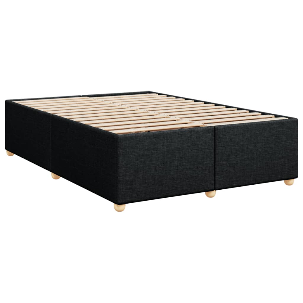 Box Spring Bed with Mattress Black Double Fabric