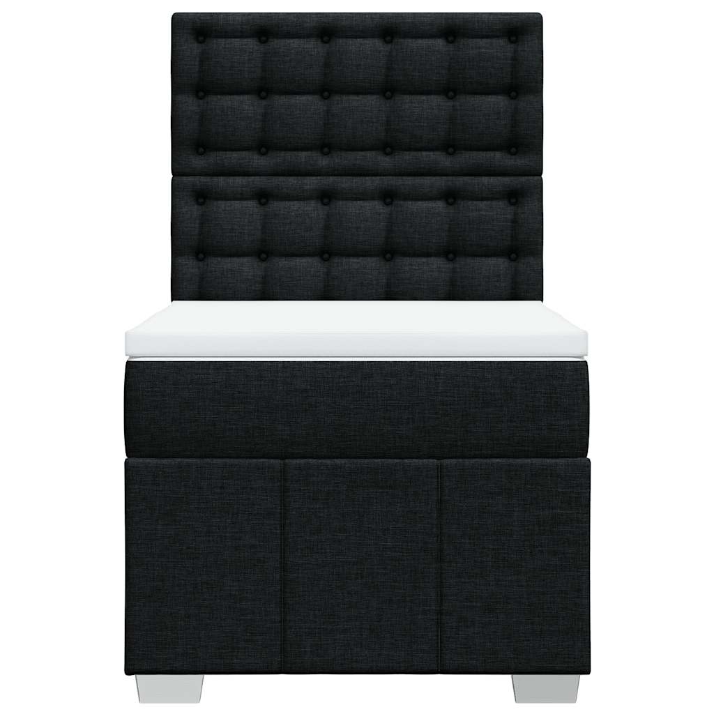 Box Spring Bed with Mattress Black King Single Fabric