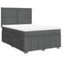 Box Spring Bed with Mattress Dark Grey Double Fabric