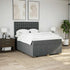 Box Spring Bed with Mattress Dark Grey Double Fabric