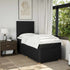 Box Spring Bed with Mattress Black King Single Fabric