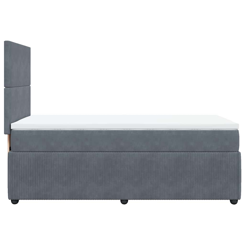 Box Spring Bed with Mattress Dark Grey King Single Velvet