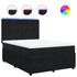 Box Spring Bed with Mattress Black Double Velvet