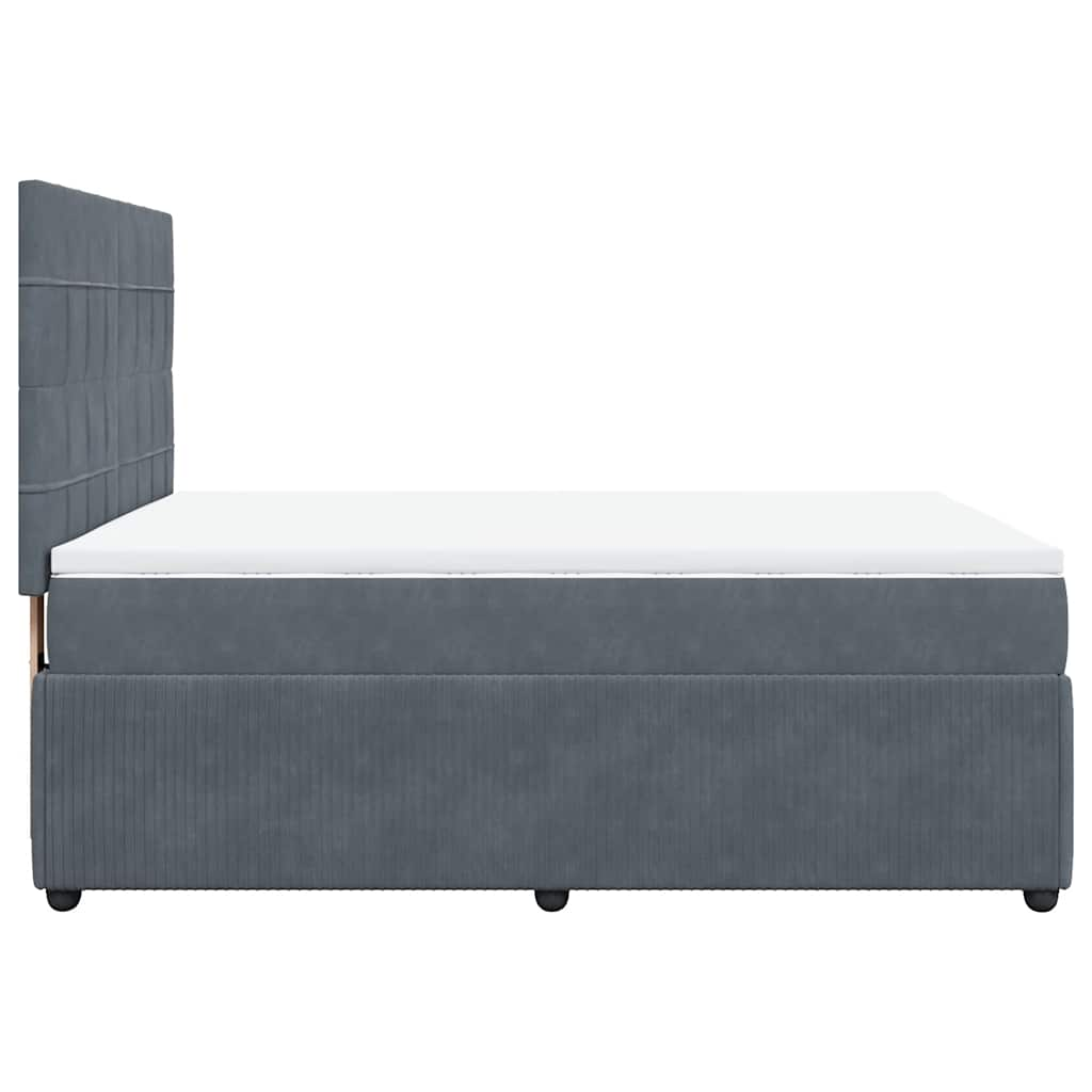 Box Spring Bed with Mattress Dark Grey Double Velvet