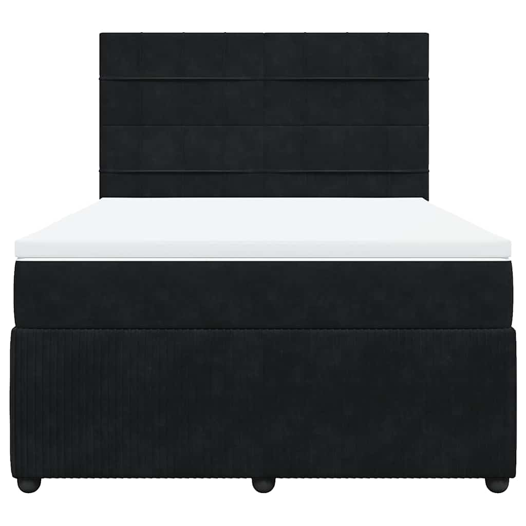 Box Spring Bed with Mattress Black Double Velvet