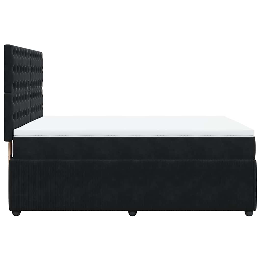 Box Spring Bed with Mattress Black Double Velvet