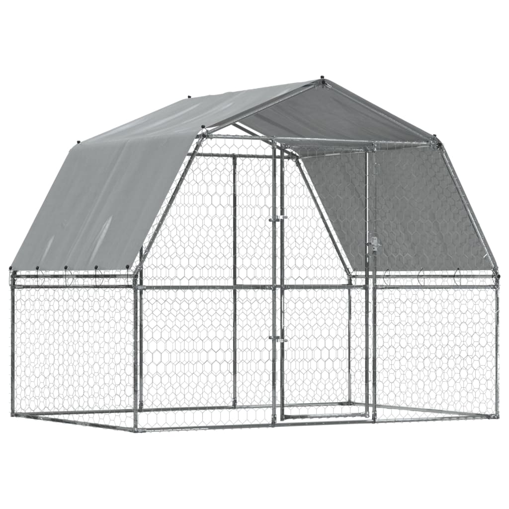 Dog Cages 2 pcs with Roof and Door Silver Galvanised Steel