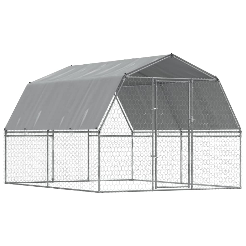 Dog Cages 2 pcs with Roof and Door Silver Galvanised Steel