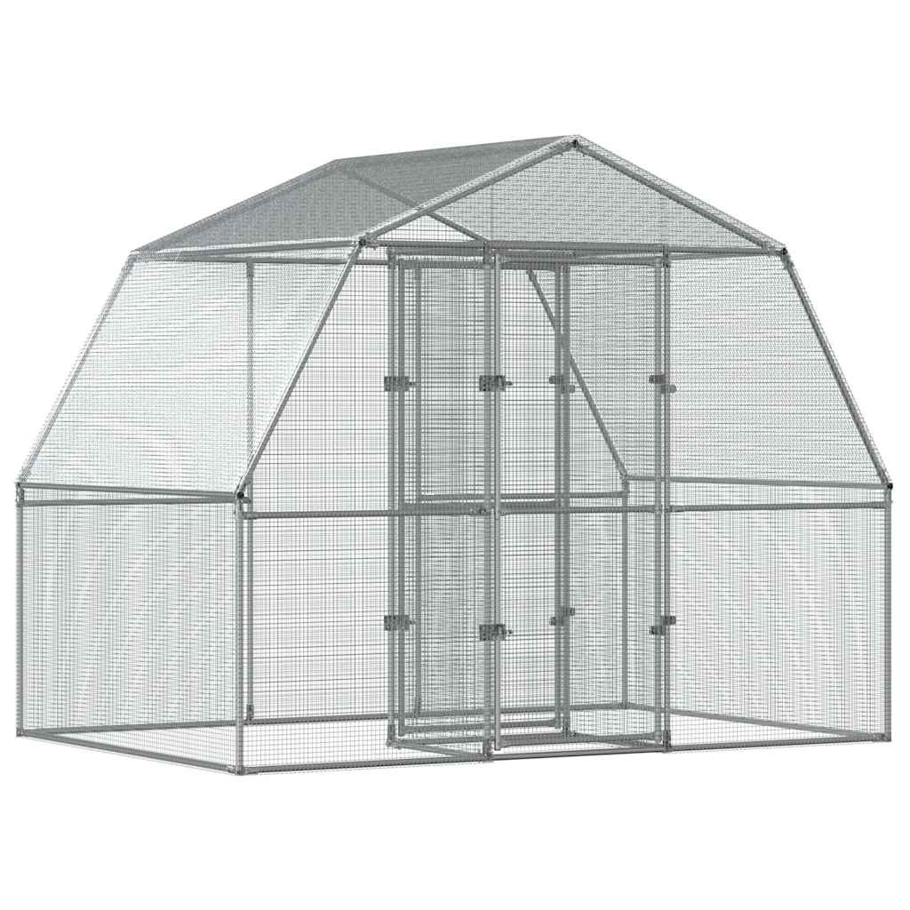 Bird Cages 2 pcs with Roof and Door Silver Galvanised Steel