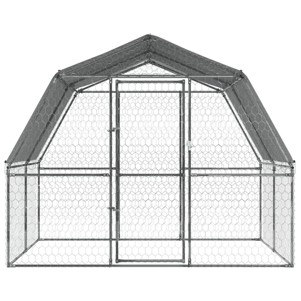 Bird Cages 2 pcs with Roof and Door Silver Galvanised Steel