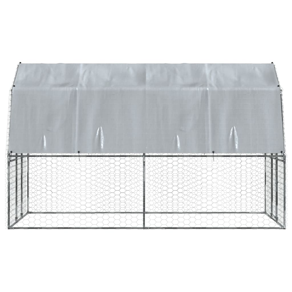 Bird Cages 2 pcs with Roof and Door Silver Galvanised Steel