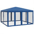 Party Tent with 8 Mesh Sidewalls Blue 4x4 m HDPE