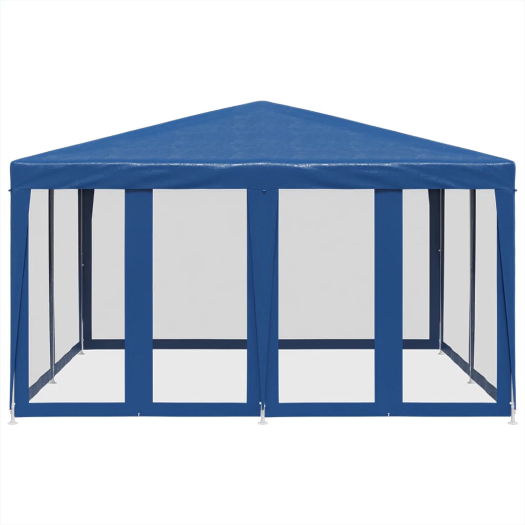 Party Tent with 8 Mesh Sidewalls Blue 4x4 m HDPE