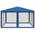 Party Tent with 8 Mesh Sidewalls Blue 4x4 m HDPE