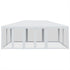 Party Tent with 10 Mesh Sidewalls White 6x4 m HDPE