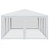 Party Tent with 10 Mesh Sidewalls White 6x4 m HDPE