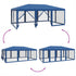 Party Tent with 10 Mesh Sidewalls Blue 6x4 m HDPE