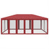 Party Tent with 10 Mesh Sidewalls Red 6x4 m HDPE