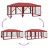 Party Tent with 10 Mesh Sidewalls Red 6x4 m HDPE