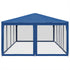 Party Tent with 12 Mesh Sidewalls Blue 8x4 m HDPE