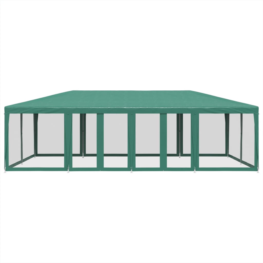 Party Tent with 12 Mesh Sidewalls Green 8x4 m HDPE