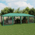 Party Tent with 12 Mesh Sidewalls Green 8x4 m HDPE