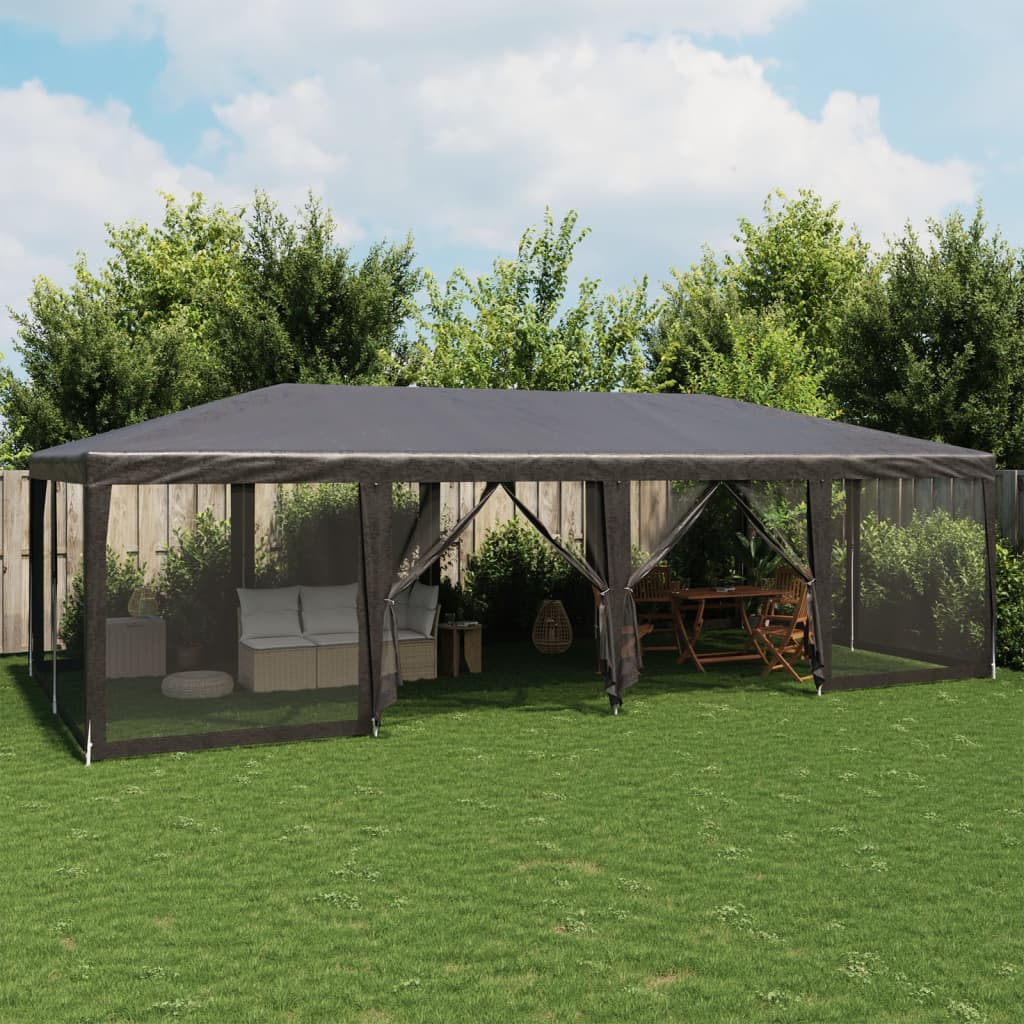 Party Tent with 12 Mesh Sidewalls Anthracite 8x4 m HDPE